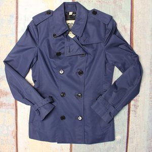 Burberry Blue Double Breasted Short Trench Coat 70% off Retail